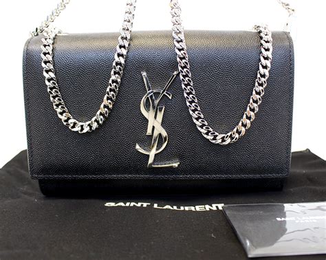 black bag ysl|YSL black bag with silver chain.